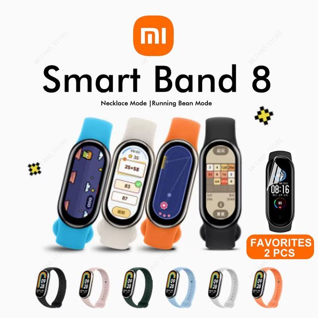 Xiaomi Mi Band 8 Smart Bracelet AMOLED Screen Heart Rate Blood Oxygen  Bluetooth Sport Watch Fitness Traker Smart Watch (Global Version)