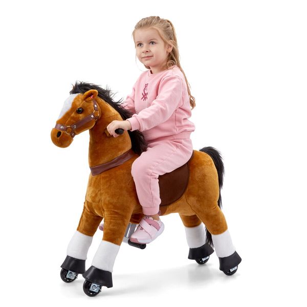 Lil’ Jumbl Small Ride on Horse, Kids Ride on Toy w/Sounds & Wheels (Off-White)