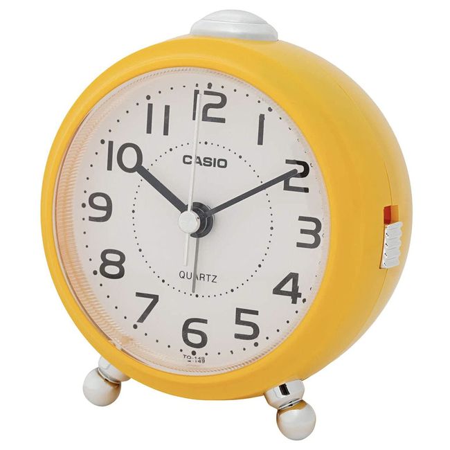 Casio TQ-149-9JF Alarm Clock, Yellow, Analog, Small, Snooze with Light