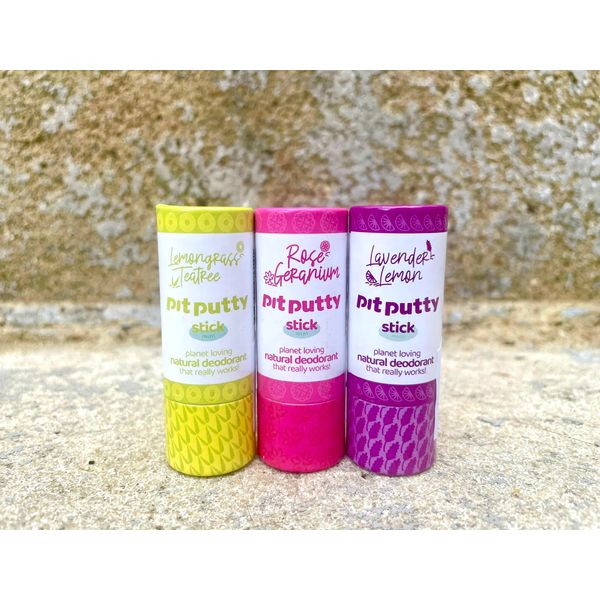 Pit Putty 3-Pack Travel Size Deodorants | 3 x 11g Assorted Fragrances | Plastic Free & Vegan | Organic Plant Based Deodorant For Women & Men