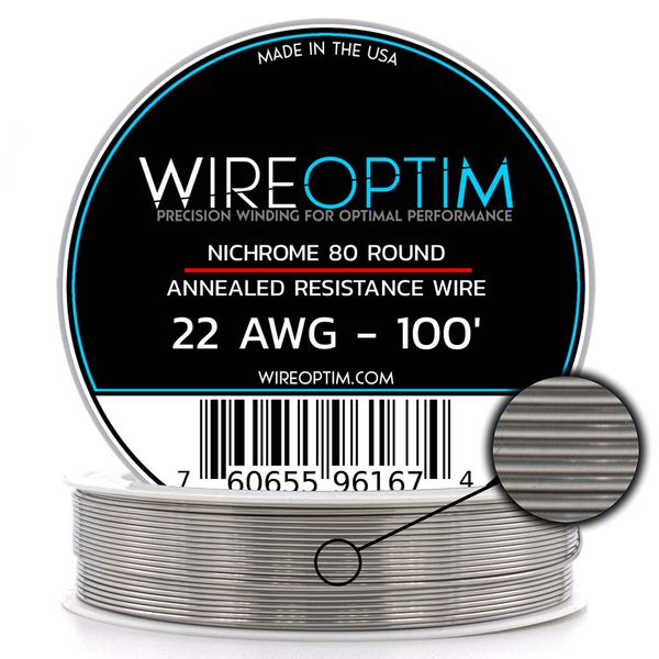 WIREOPTIM - 22 AWG - Nichrome 80 Resistance Wire - 100 Feet