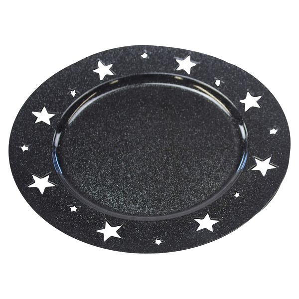 Decorative Plate Diameter 33 cm with Stars Black
