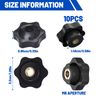 10 PCS 6 Star Knobs M6 Hexagon Threaded Through Hole Knobs 32mm Clamping Handle Tightening Screw Knob Thru Hole Star Knobs Nuts for Fixtures Workbenches Umbrella Base(M6, 10 Pack)