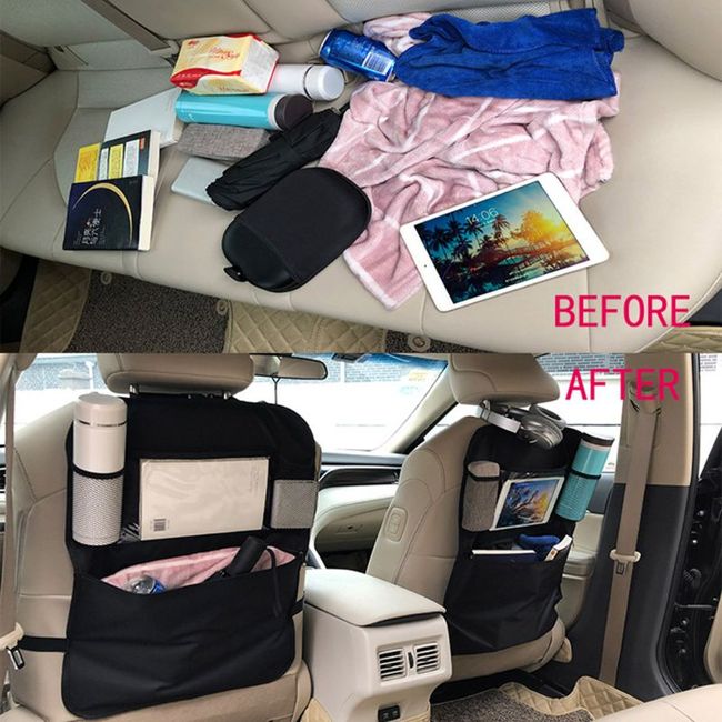 Car Seat Organizer for Front or Back Seat, Auto Storage with Belt