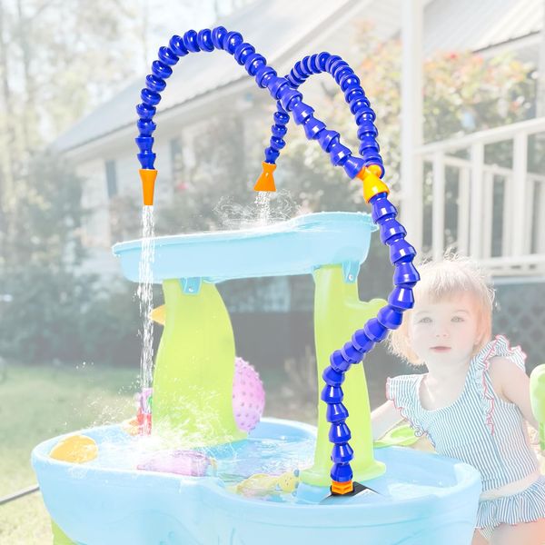 Veneibe Water Table Pump, Pump and Splash Shady Oasis, Summer Outdoor Splash Table Toys for Kids, Water Table Accessories (Double Tube)