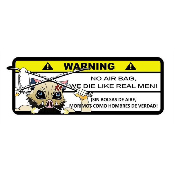 AK Fearless Cartoon Inosuke Car Sticker for We Die Like Real Men! Stickers Vinyl Decal car (English/Spanish) | Van | Trucks | Motorcycle | Bumper | Window Any Smooth Surface Size: 5"