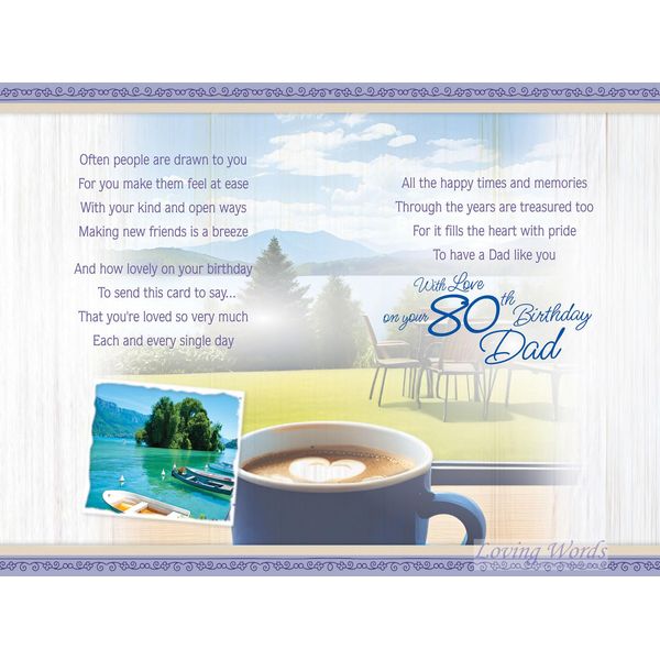 Dad 80th Birthday Card Quality Lovely Verse