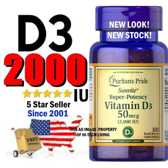 VITAMIN D3 ⭐ 2000 IU ⭐ USA DEALER ⭐ FAST FREE SHIPPING ⭐ TRUSTED BRAND !