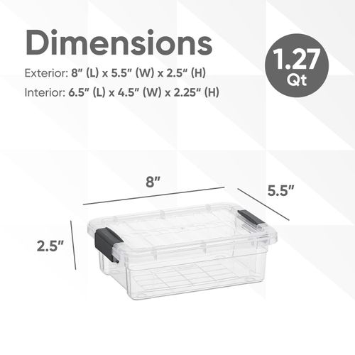 Superio Storage Bins with Lids- 3 Pack, 1.27 Qt Clear Boxes for Organizing, Stackable Plastic Containers- BPA Free, Non-Toxic, Odor Free, Organizer for Home, Office, Dorm