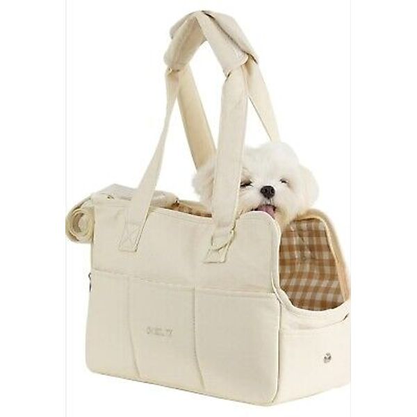 Onecute Pet Carrier Bag, Shoulder Bag with Pockets, Beige  Small Handbag