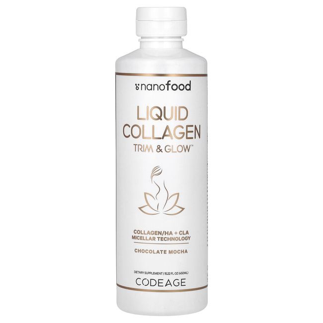 Nanofood, Liquid Collagen, Trim & Glow, Chocolate Mocha, 15.22 fl oz (450 ml)