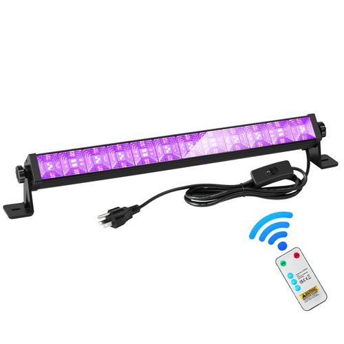 48W LED Black Light Bar with Remote and Switch,Blacklight Bars with Plug and 6.5ft Cord,Black Light for Glow Party,Halloween,Bedroom,1 Pack