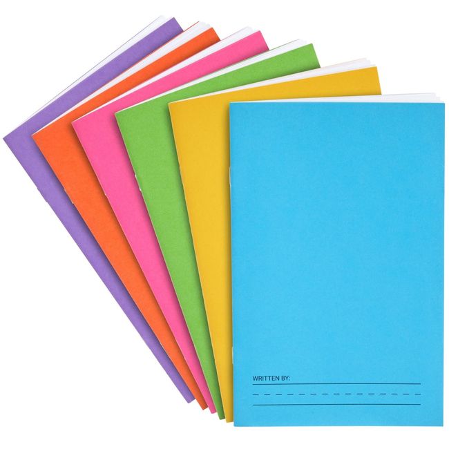 Bright Creations 6 Pack of Blank Books for Kids to Write Stories, Make your Own Comic, Journal, or Book, Paperback (6 Colors, 12 Sheets/24 Pages, 5.5x8.5 in)