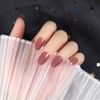Japanese Style Nails, Temperament Nails, Removable Claws, Ice See-through Azuki Color, 24 Pieces, 3D Decoration