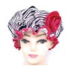 Eco Friendly Double Layer Streachable Satin Shower Cap with Pink Rose