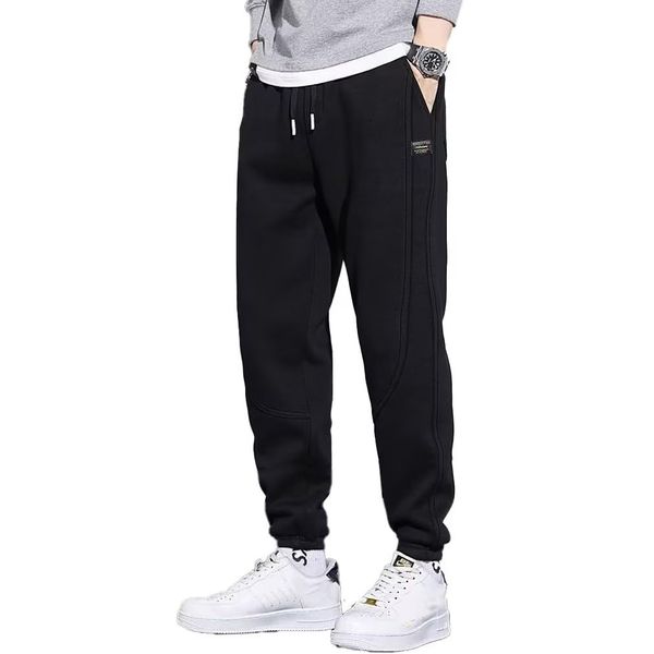 moxixom Men's Sweatpants, Jersey, Casual, Jogger Pants, Sports, Long Pants, Training Wear, Solid Color, Black