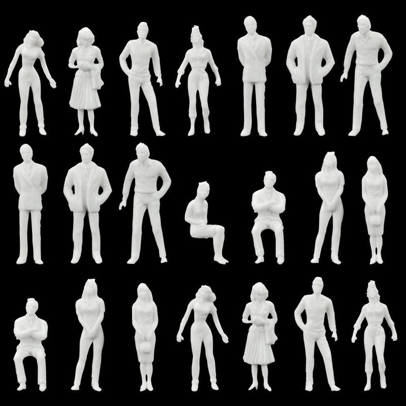Hsthe Sea 100 PCS White Mini People Figures 1:50 Scale Whte Figures for ...