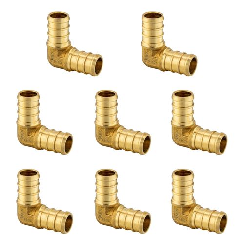 (Pack of 8) EFIELD Pex 3/4 Inch Elbow Brass Barb Crimp Fittings for Pex Tubing Connection, ASTM F1807,(PEX1807057-8PCS)