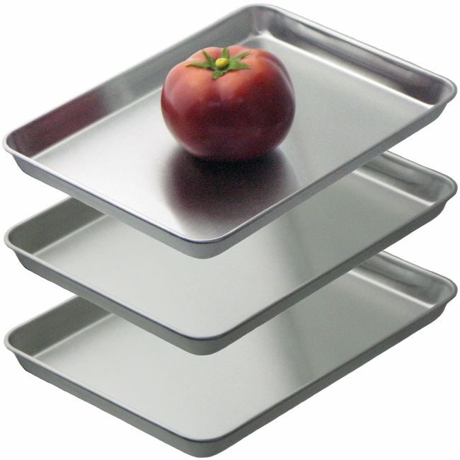 Nagao Bat Cooking Prep Tray, Large, Set of 3, 9.6 x 6.9 inches (24.5 x 17.6 cm), Shallow Type, Dishwasher Safe, Stainless Steel, Tsubamesanjo, Made in Japan, Frying, Tempura, Kitchen, Cooking Bat,