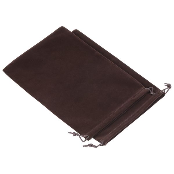 PATIKIL Microfiber Pouch 30x20cm Brown 2pcs Soft Storage Drawstring Gift Bag for Glasses Wedding