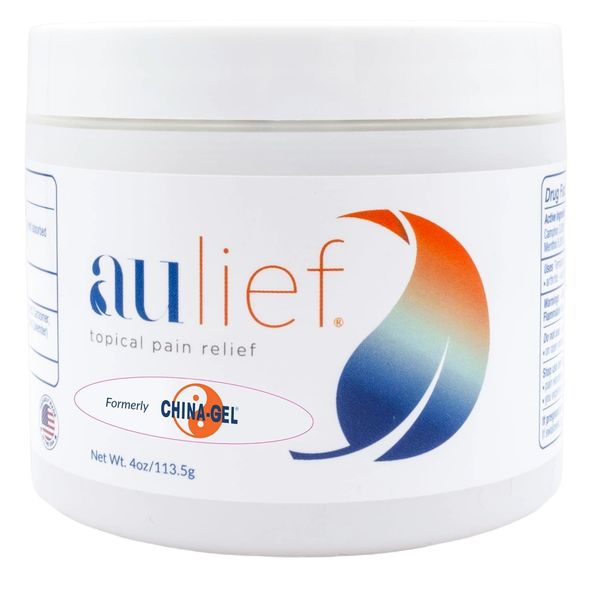 Aulief Topical Pain Relief Cream by China-Gel - Herbal Therapeutic Massage Cream to Help Sooth Away Muscle and Joint Discomfort, Dye-Free White Gel, 4 oz Jar