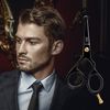 BRV MEN German Steel Rounded-Tip Scissors, 4.2" - Titanium Plated, Hammer Forged 100% Stainless Steel - Beard, Mustache, Nose Hair, Ear Hair Trimming - Professional Grooming Scissors - (Black)
