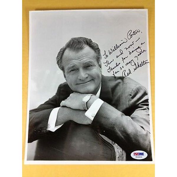 Red Skelton Vintage 8X10 Signed Autograph Photo, Grade 9, Mint PSA LOA