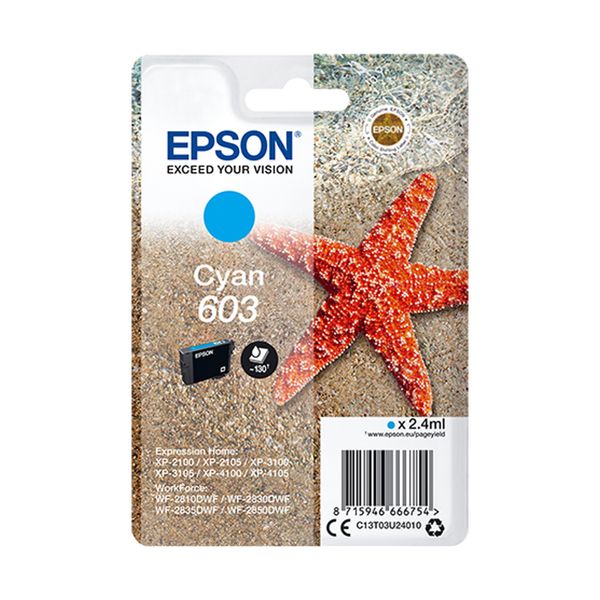 Epson 603 Cyan Starfish Genuine, Ink Cartridge, Standard Capacity ,Pack of 1