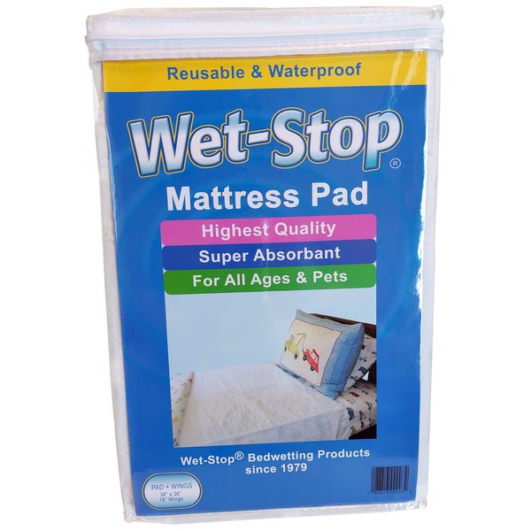 Wet-Stop Mattress Pad Protector with Wings (34x36 Plus 2 18Ó Tuck Wings), Bed Wetting and Incontinence, Waterproof