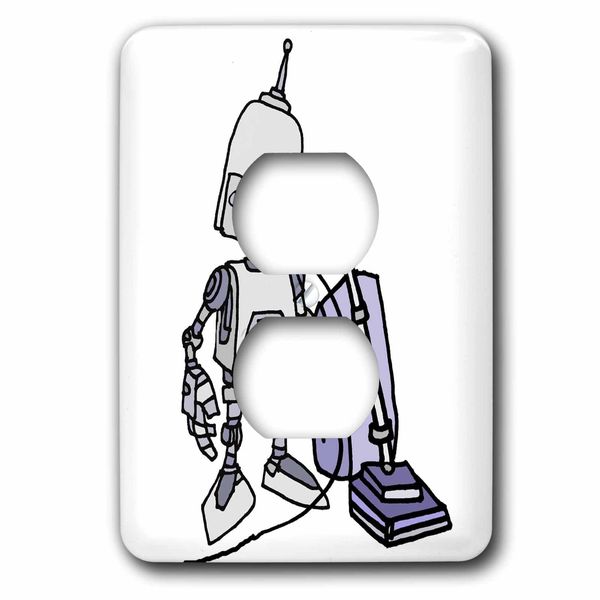 3dRose Cute funny Robot Using Vacuum Cleaner Technology AI... - Light Switch Covers (lsp-382630-6)