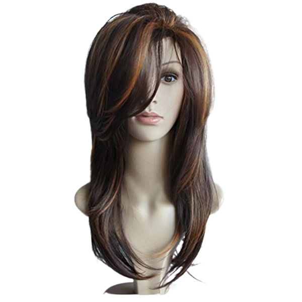 RICKYxRICKY Wig, Women&#39;s, Long Curly, Full Wig, Mesh, Brown, Highlight, Gradient, Medical Use, Small Face Effect, Dressing, Cute