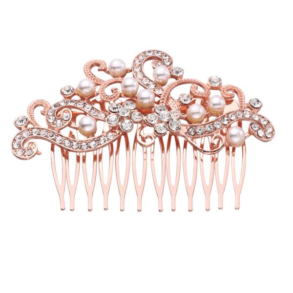 Lurrose Bridal Veil Wedding Hair Side Comb Vintage Bridal Hair Comb Hair Pieces Hair Accessory for Women (Rose Gold) Bridal Hair Clip