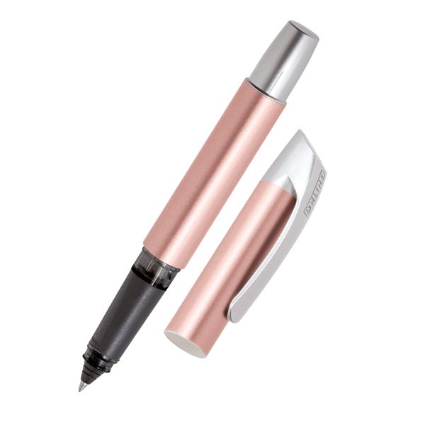 Ergonomic rollerball for school/college - ONLINE Campus Rosegold - for left- and right-handed, soft grip part, for standard ink cartridges, refillable, ideal for beginners/pupils/students