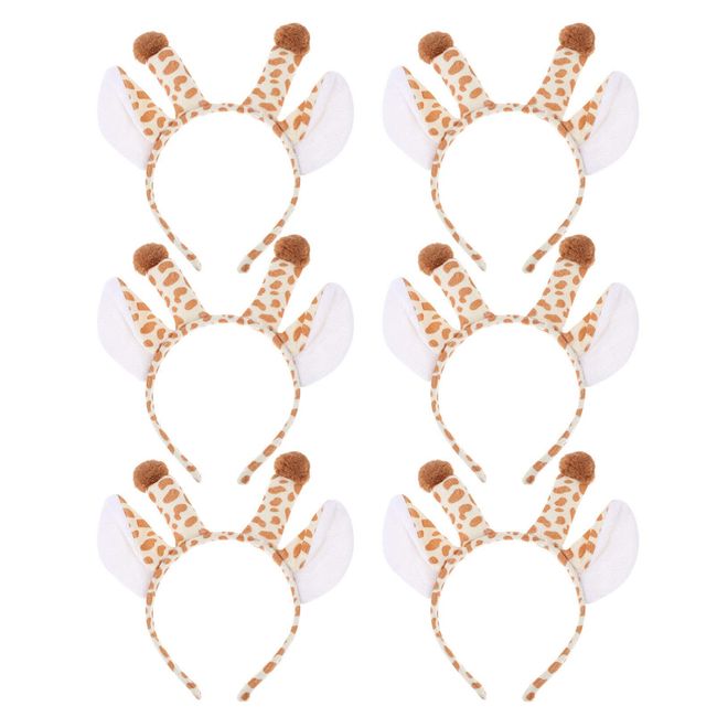 Lurrose Bunny Ears Headband 6Pcs Giraffe Ears and Horns Headband Plush Animal Hair Band Halloween Christmas Animal Cosplay Costume Headbands Zoo Animal Hair Hoop Kids Antler Headband