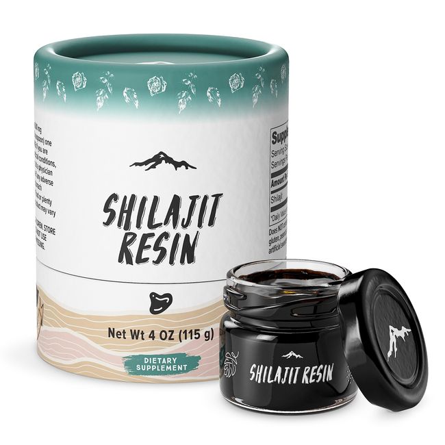 Pure Shilajit Resin with Spoon, High Nutritional Potency, Plant-Derived Trace Minerals & Fulvic Acid (4oz / 115gm, Pack of 1)