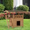 Elevated Condo for Cats and Other Small Pets Outdoors, Built with Fir, Natural