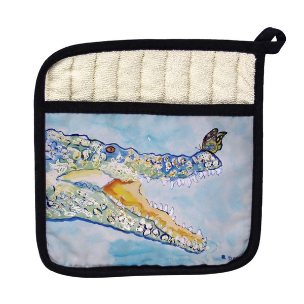 Betsy Drake PT548 Croc & Butterfly Pot Holder