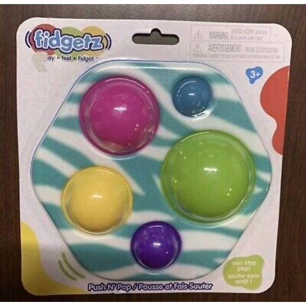 Brand New!! 2022 JUST PLAY FIDGETZ PUSH N POP TOY Ages 3+ Multicolor Fidget Toy