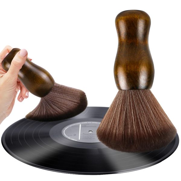 XQ XIAO QIAO Vinyl Records Cleaner Brush - Audio Record Cleaner Brush - Anti Static Dust Cleaning Record Brush - Wooden Soft Brush - Record Player Accessories