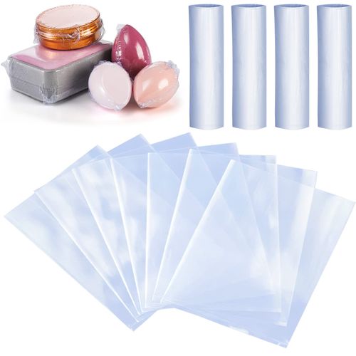 Tosnail 500 Pack 6" x 6" PVC Shrink Wrap Bags, Clear Heat Shrink Wrap for Packaging Home Made Soap, Bath Bombs, Lip Balm Container, Candles and DIY Crafts