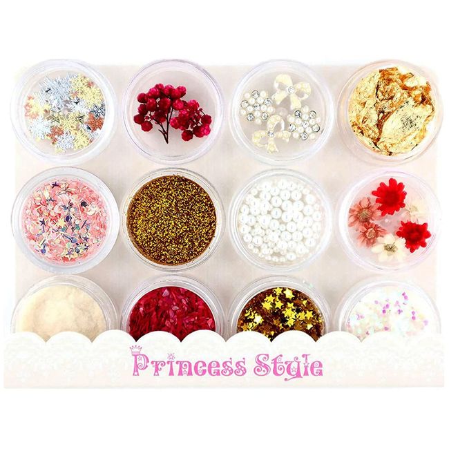 Princess-style Resin Parts, Snowflakes, Nail Resin, Enclosed, Set of 12