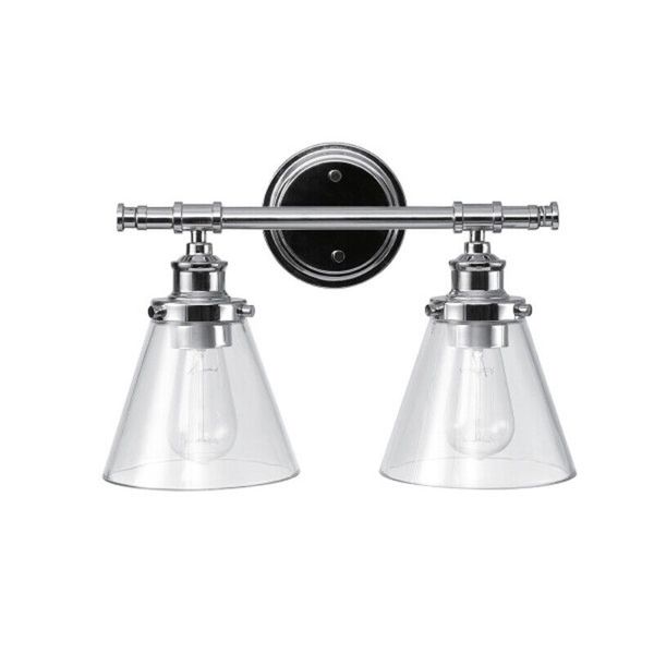 Globe Electric Parker Chrome 2 lights Incandescent Vanity Light Wall Mount