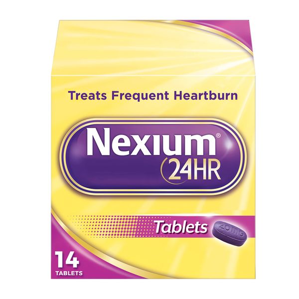 Nexium 24HR Delayed Release Heartburn Relief Tablets, Esomeprazole Magnesium Acid Reducer, 20 mg, 14 Count