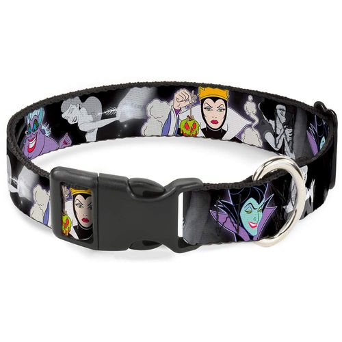 Buckle-Down Plastic Clip Collar - Villains Hexing Princess' Scenes Color/Black/White - 1.5" Wide - Fits 13-18" Neck - Small