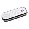 Chromed Pen Case Box with Cuba Wave Flag Design, Personalised Engraved Message Option