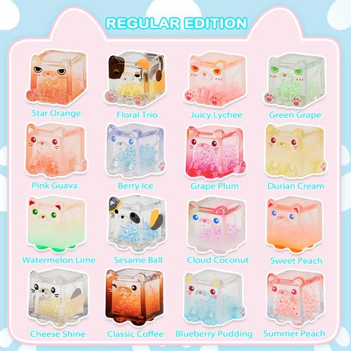 LUCKJOY Square Cat Series Blind Pack (5PCs in one Bag) Random Design Cat Blind Box Figures Collectible Toys Cute Mystery Box Home Decorations Holiday Birthday Gifts