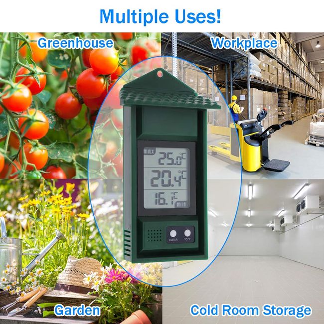 Digital Max Min Thermometer - Garden Greenhouse Indoor Outdoor Wall *ip65