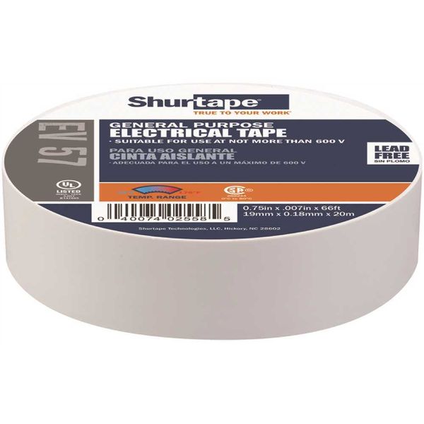 EV 57 General Purpose Electrical Tape, UL Listed, GRAY, 7 mils, 3/4 in. x 66 ft.