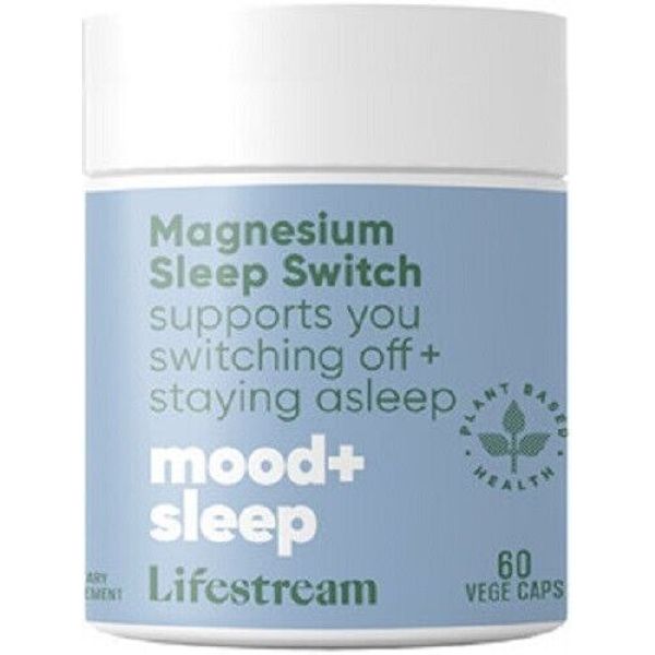 Lifestream Magnesium Sleep Switch 60 Vege Caps wth Lemon Balm + Magnolia NZ made