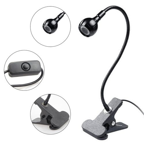 UV Lamp for Gel Nails, Desk Light, Flexible Gooseneck LED Lamp Nails, Mini Portable Nail Lamp with Safety Clip, Rotating 3 W 395 NM Nail Dryer for Curing Nail Glue (Black)